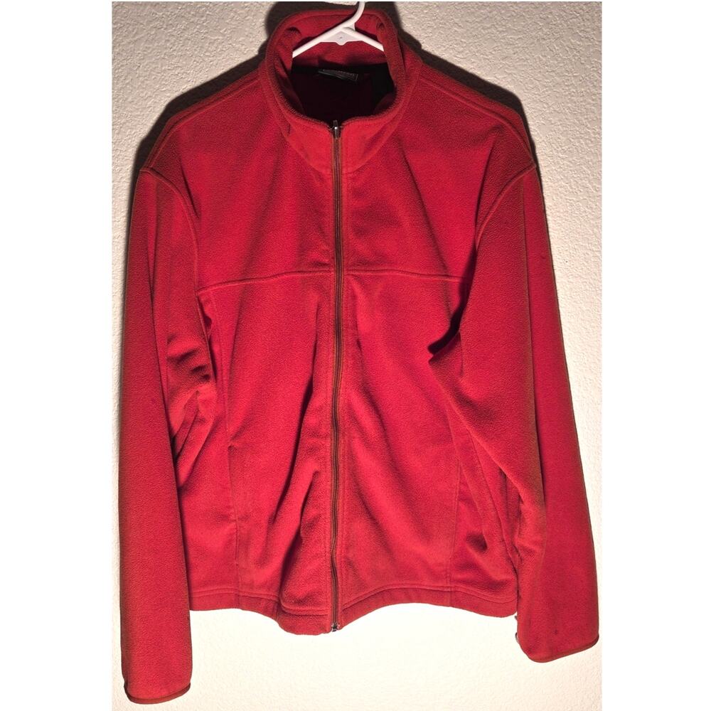 L.L. Bean Burnt Orange Full Zip Fleece Sweater - Men's Large - Picture 2 of 6